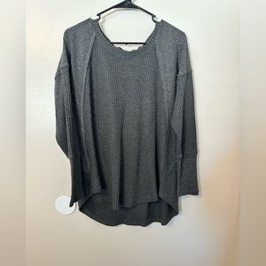 Grey Flowy Waffle Knit Sweater